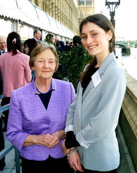 CIFE Gold Award winner Poppy Waskett with Baroness Perry